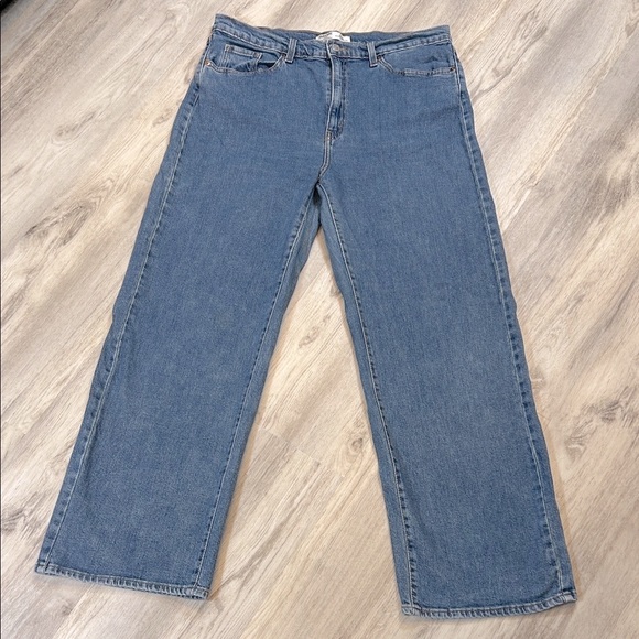 Levi Strauss Signature Gold Jeans | Wide Leg High Rise Blue Heritage Denim Sz 12 - Picture 1 of 8